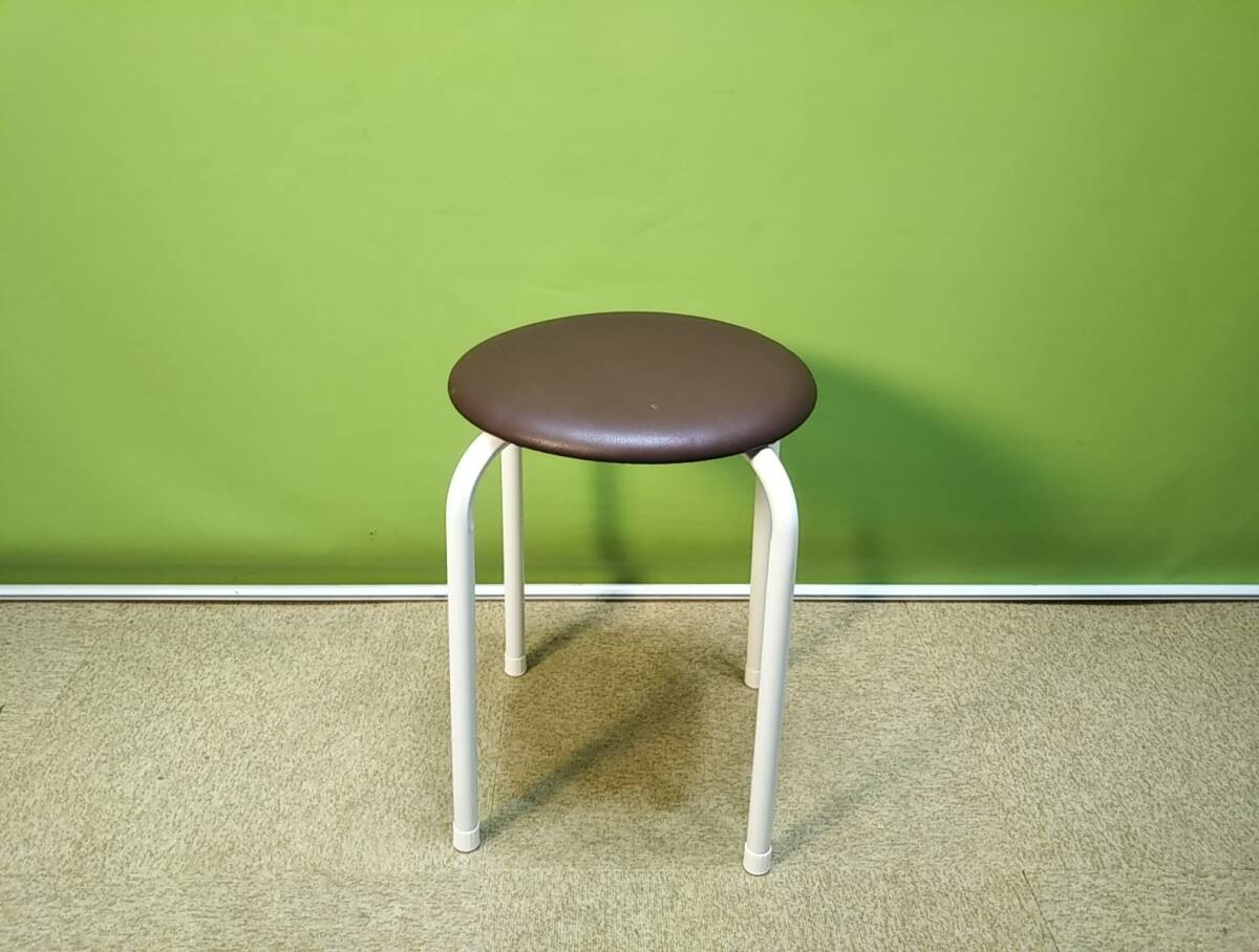 【送料別】【関東一部地域自社便配送可能】▼丸イス　スツール　AC-224　丸椅子▼中古▼ブラウン▼A-1490_画像2