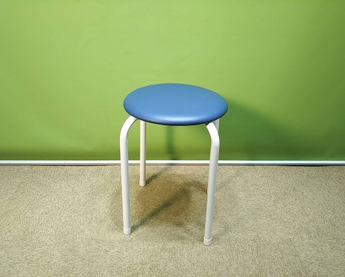 【送料別】【関東一部地域自社便配送可能】▼丸イス　スツール　AMM-203　丸椅子▼中古▼ブルー▼A-1491_画像4