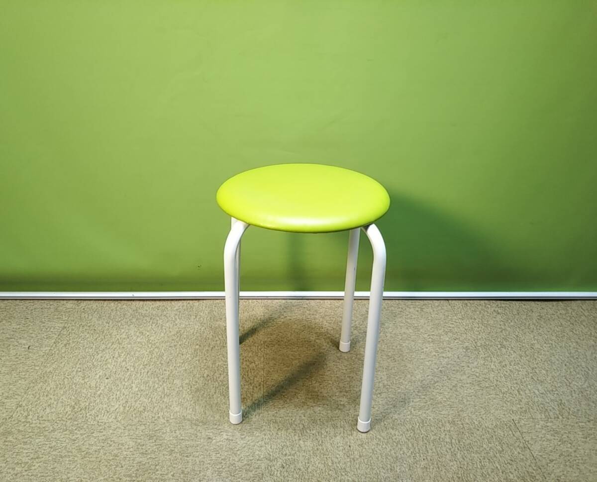 【送料別】【関東一部地域自社便配送可能】▼丸イス　スツール　AC-222　丸椅子▼中古▼グリーン▼A-1495_画像3