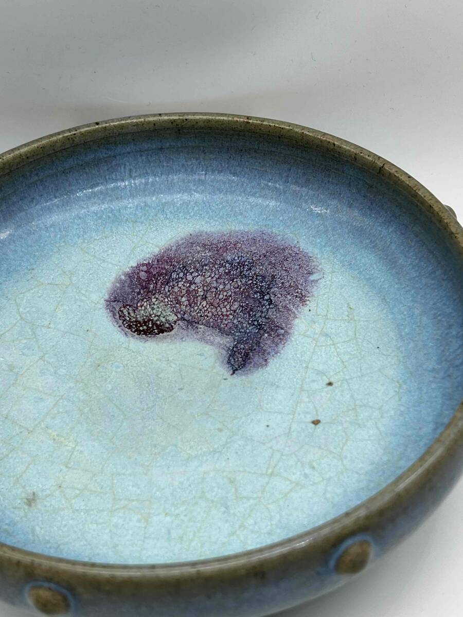  Song из изначальный времена . обжиг в печи . синий месяц белый . фиолетовый . тамбурин без тарелочек гвоздь .. вода .[ старый дом поставка со склада ] курильница чайная посуда сосуд для воды для чайной церемонии кувшин обжиг в печи менять . название товар редкий товар Tang предмет (B-92)