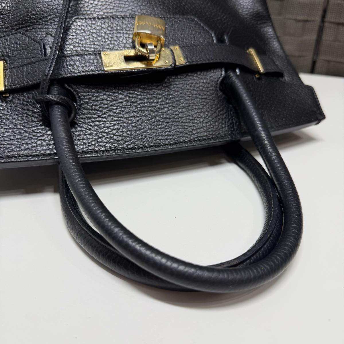 HIGH CLASS ハンドバッグ ブラック ゴールド金具 レザー ハイクラス_画像6