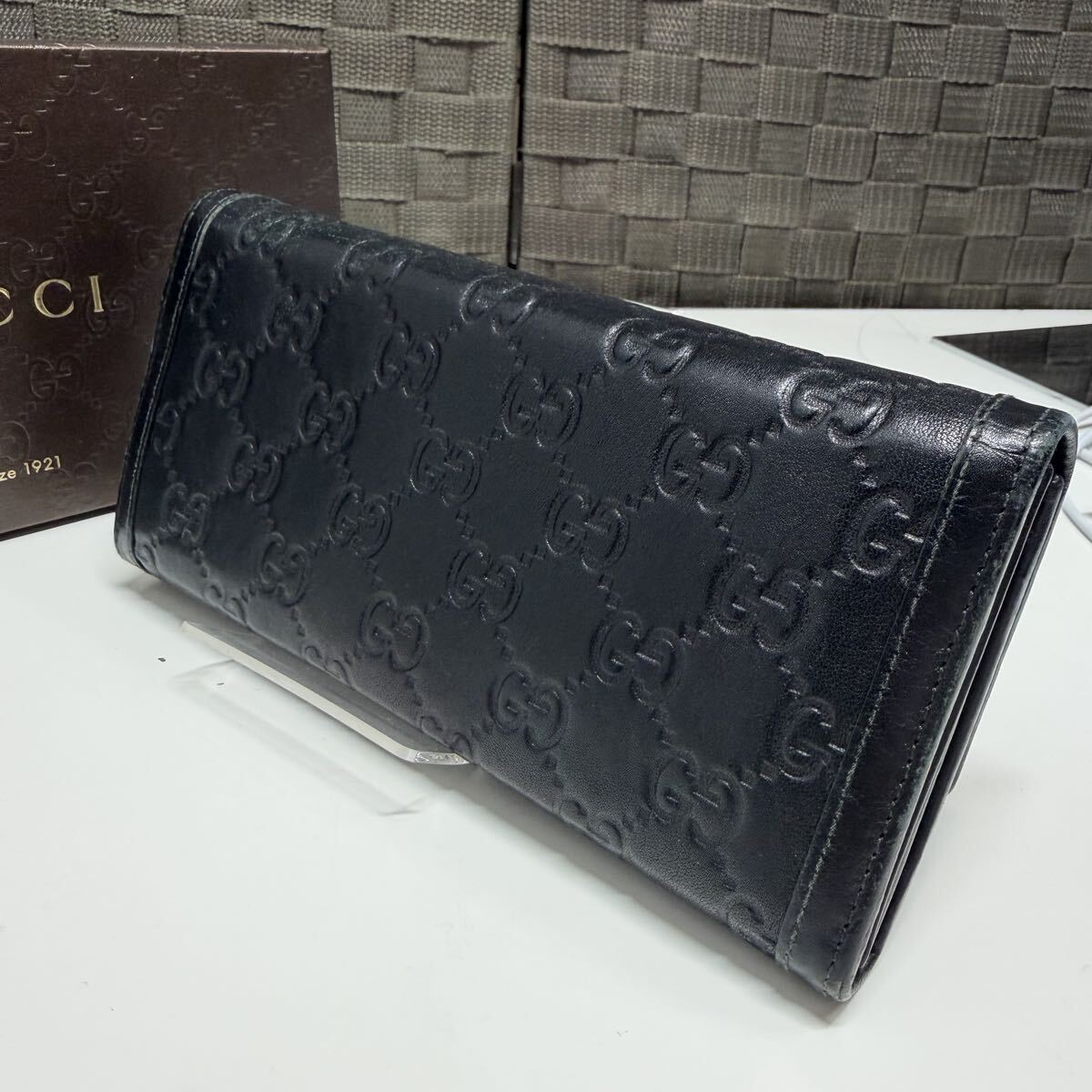 GUCCI グッチ 長財布 レザー グッチシマ ブラック_画像3