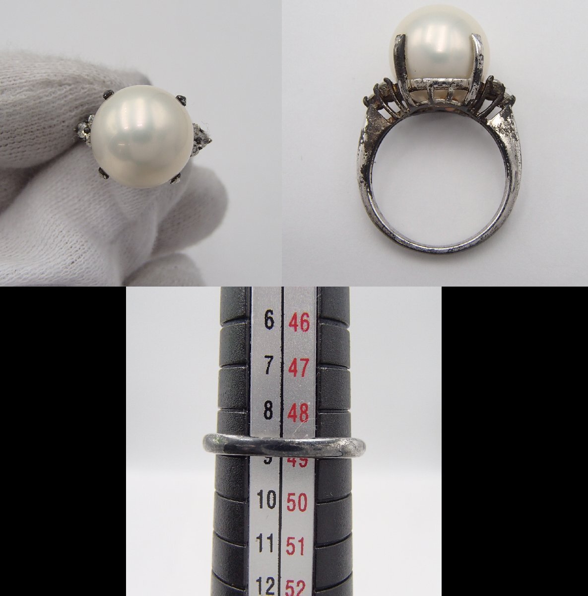 ☆真珠 パール ネックレス リング イヤリング 3点まとめ / 保証書付 / 大玉真珠 アクセサリー ジュエリー☆HTの画像7
