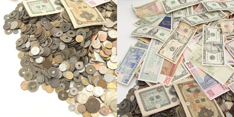 ★同梱不可★中國 天保 古札 アメリカ札 その他紙幣 外貨　銀貨　古銭まとめ/ 約10.84kg★TN
