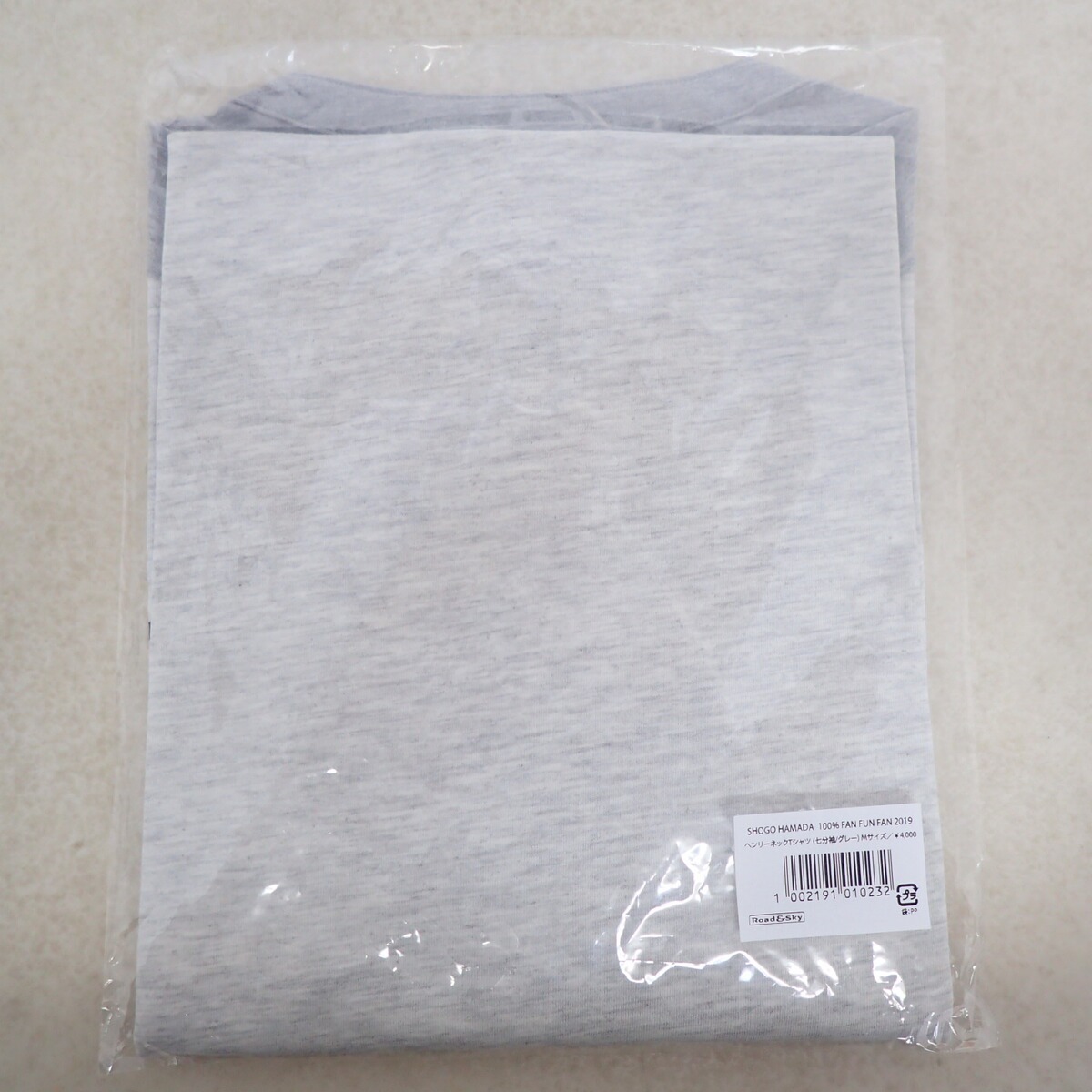 未開封 浜田省吾 100% FAN FUN FAN 2019 ヘンリーネックTシャツ 七分袖 グレー Mサイズ 【IO_画像3