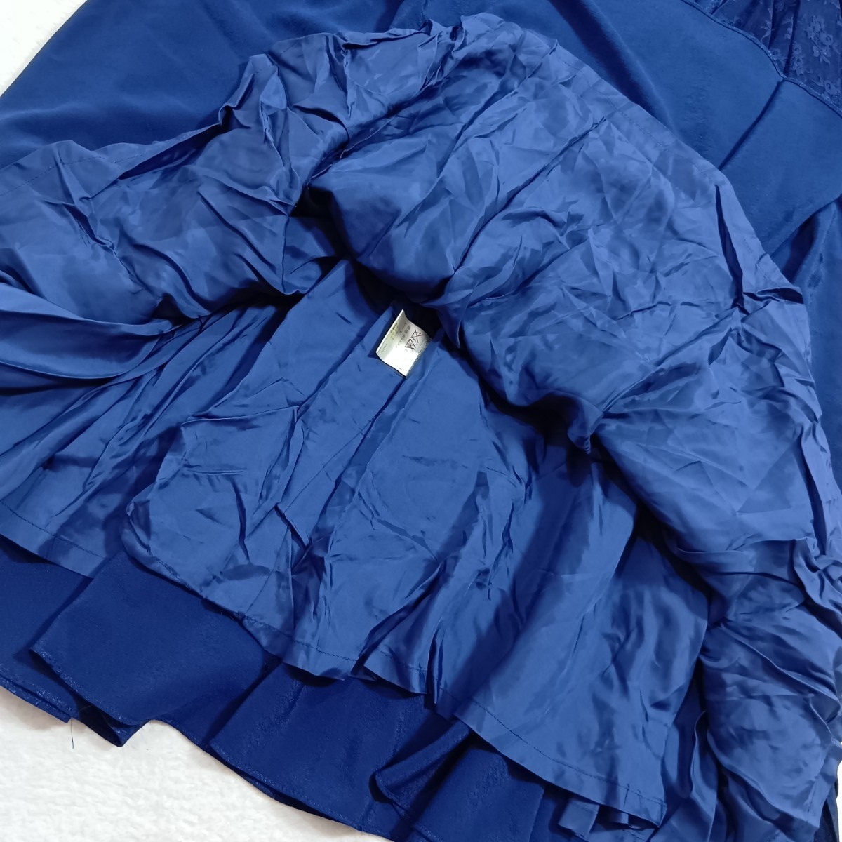 【ヴィンテージ】REFANNE リファンネ TOKYO SOIR 東京ソワール ロングドレス ワンピース 長袖 フォーマル 昭和レトロ ネイビー 11 ★1000_画像4