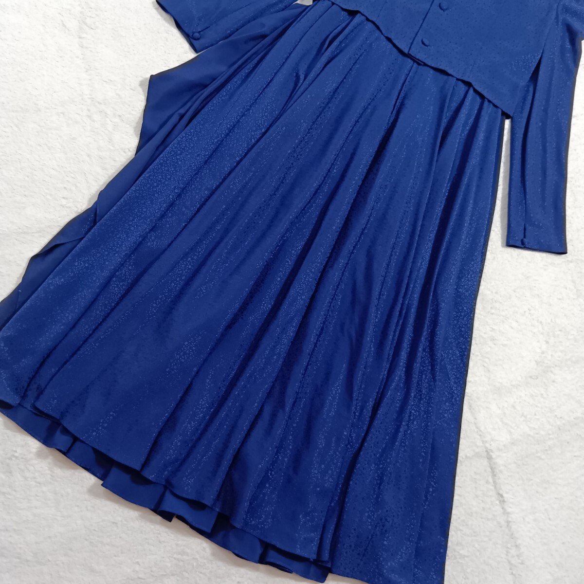 【ヴィンテージ】REFANNE リファンネ TOKYO SOIR 東京ソワール ロングドレス ワンピース 長袖 フォーマル 昭和レトロ ネイビー 11 ★1000_画像6