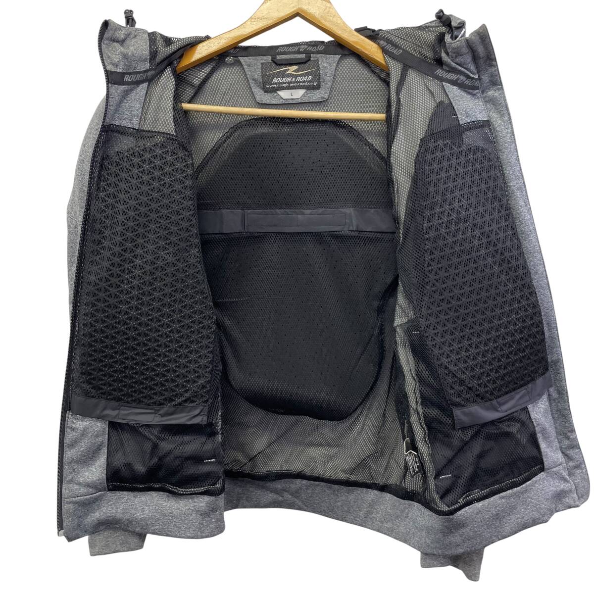 【美品】 ROUGH&ROAD ラフアンドロード RR7243 エアスルーライディングフーディFP Lサイズ グレー系 灰色系 23518-100_画像3