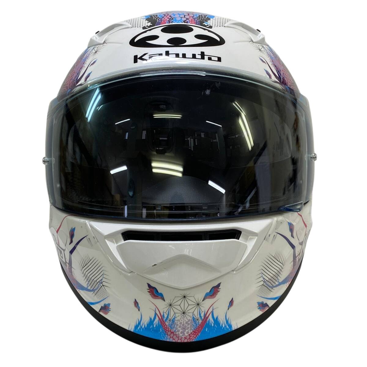 【美品】OGK Kabuto オージーケーカブト KAMUI3 LEIA カムイ3 レイア フルフェイスヘルメット 白系 ホワイト系 Sサイズ 24439-100_画像2