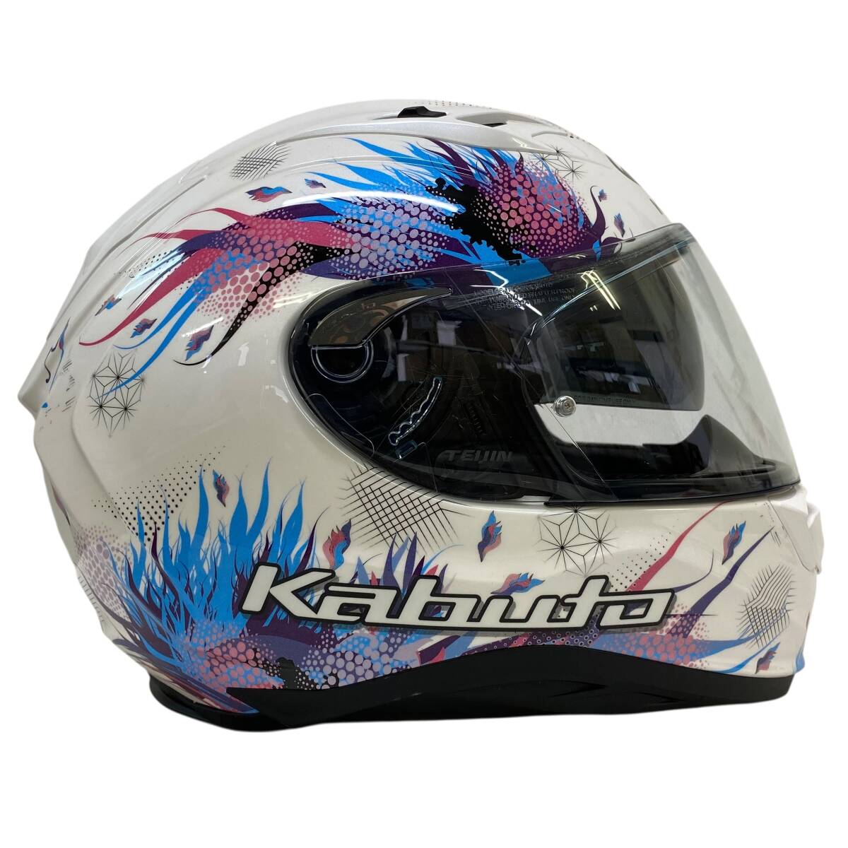 【美品】OGK Kabuto オージーケーカブト KAMUI3 LEIA カムイ3 レイア フルフェイスヘルメット 白系 ホワイト系 Sサイズ 24439-100_画像4