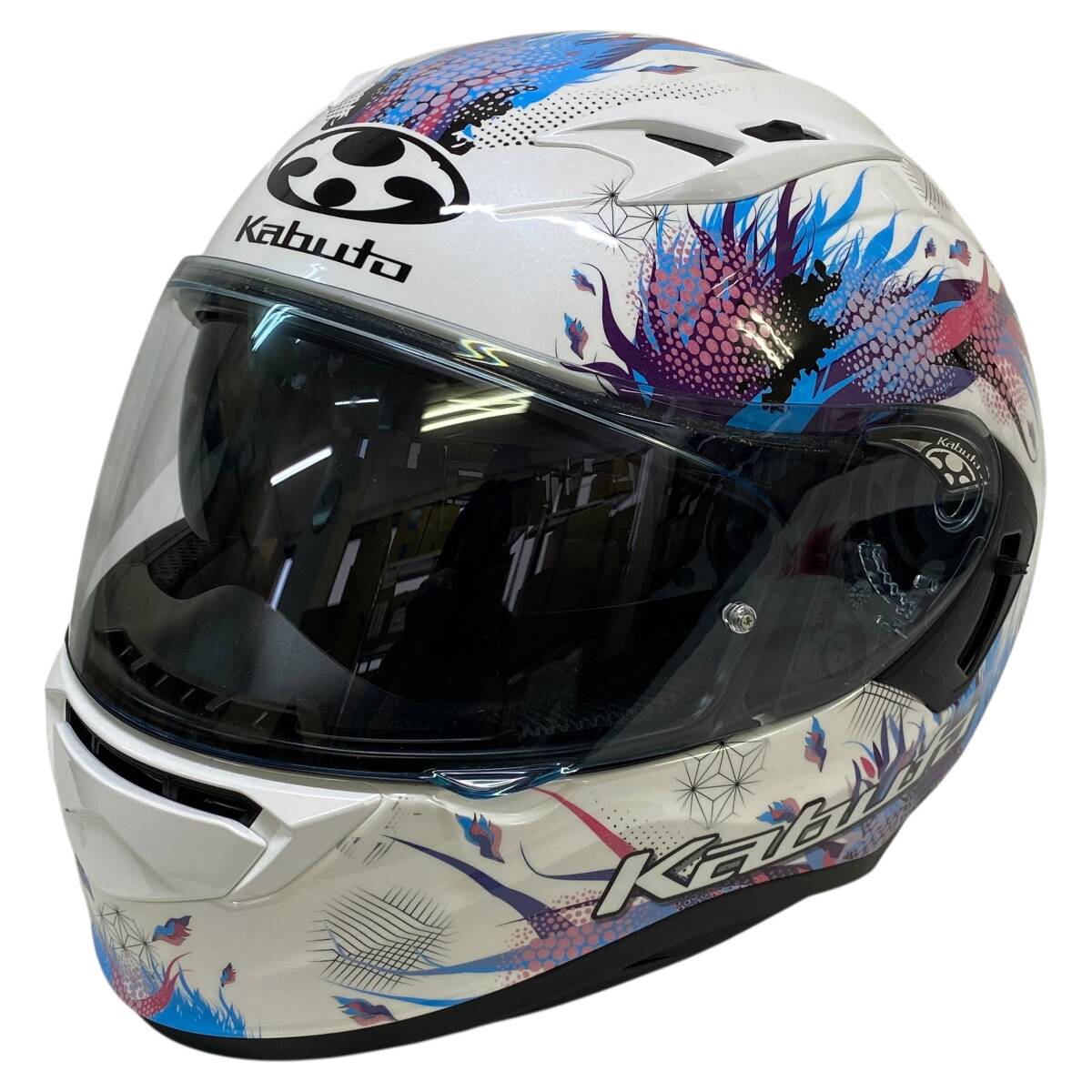 【美品】OGK Kabuto オージーケーカブト KAMUI3 LEIA カムイ3 レイア フルフェイスヘルメット 白系 ホワイト系 Sサイズ 24439-100_画像1