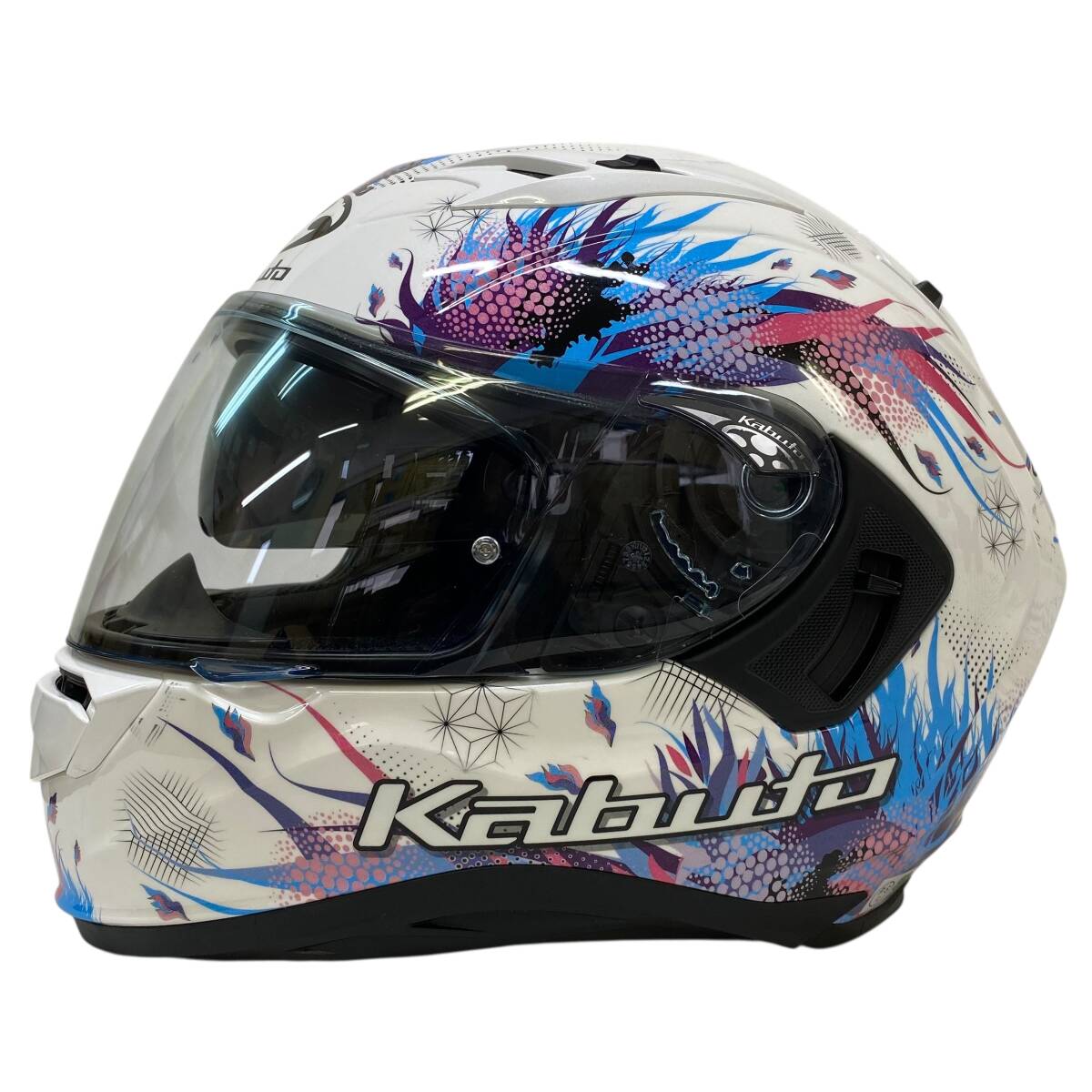 【美品】OGK Kabuto オージーケーカブト KAMUI3 LEIA カムイ3 レイア フルフェイスヘルメット 白系 ホワイト系 Sサイズ 24439-100_画像5