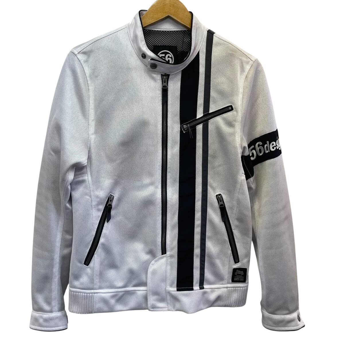 【美品】 56design 56デザイン フルメッシュライダースジャケット Mサイズ ホワイト系 白系 24842-80_画像1