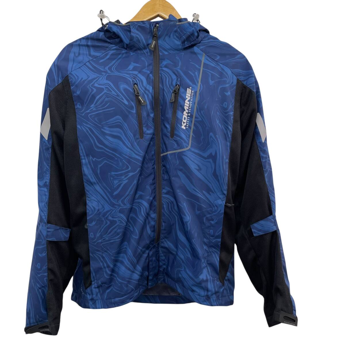 【美品】 KOMINE コミネ JK-112 プロテクトハーフメッシュパーカ-ゲンリ XLサイズ ブルー・ブラック系 青黒系 24950-100_画像1