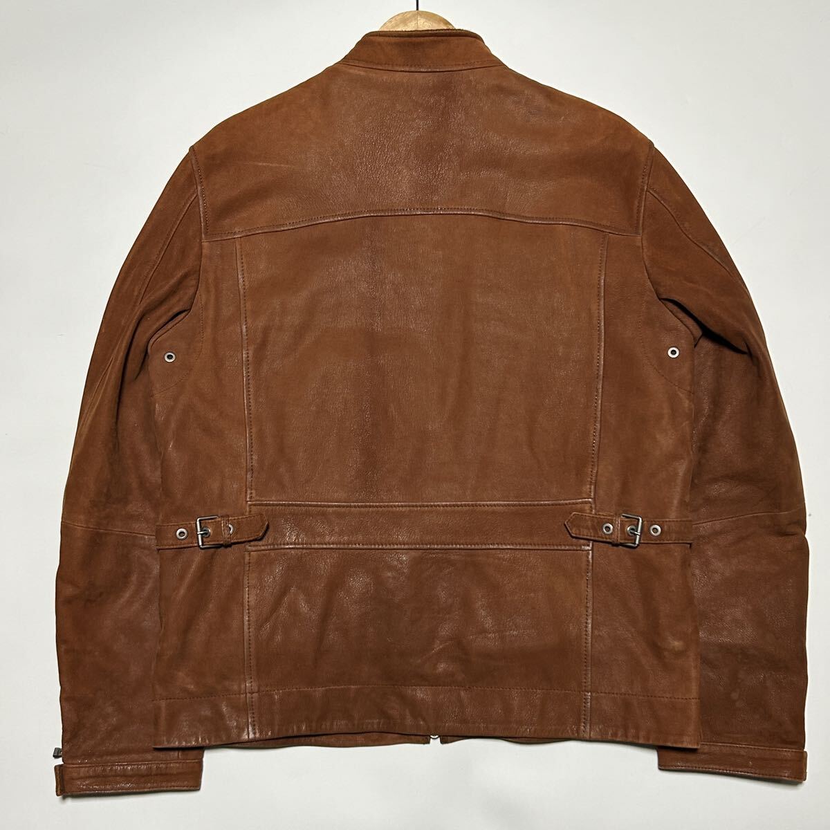 極美品【希少★2XL/XXL/52】ヒューゴボス HUGO BOSS ゴート レザー 山羊革 ライダース ジャケット ブルゾン スエード メンズ 本革 シングル_画像6