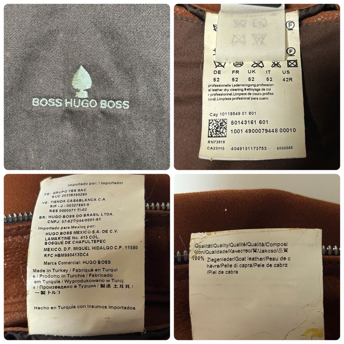 極美品【希少★2XL/XXL/52】ヒューゴボス HUGO BOSS ゴート レザー 山羊革 ライダース ジャケット ブルゾン スエード メンズ 本革 シングル_画像9