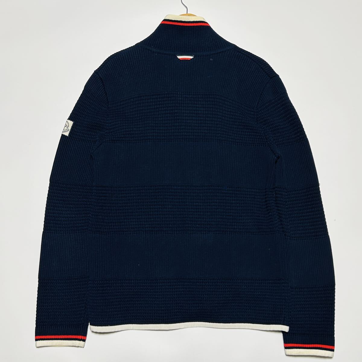 希少/Lサイズ★MONCLER GAMME BLEU モンクレール ガムブルー byトムブラウン ニット ジャケット ブルゾン カーディガン ネイビー ワッペン_画像6