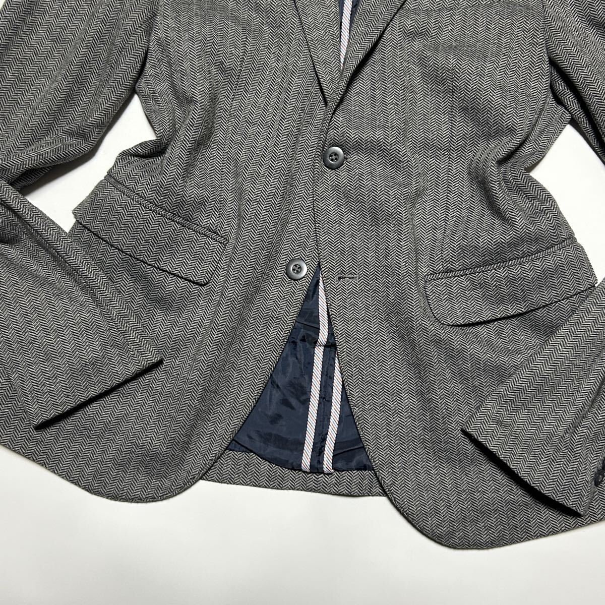 美品/XXLサイズ★ZARA『特大サイズ/2XL/52』ザラ テーラードジャケット アンコン 裏地赤/レッド ヘリンボーン 2B メンズ 大きいサイズ 2釦_画像4