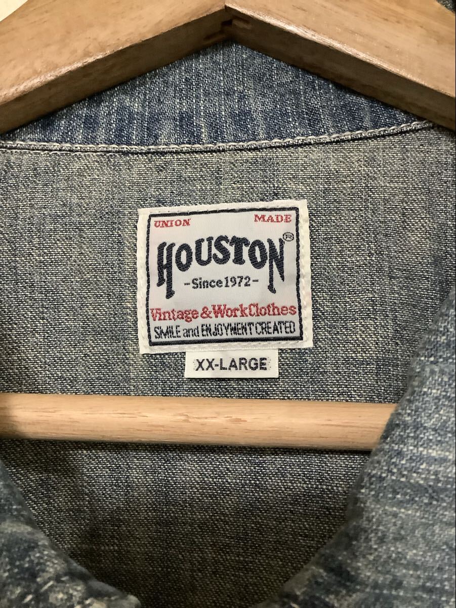 HOUSTON ヒューストン ARMY デニム プルオーバー シャツ レプリカ アメカジ ビンテージ メンズ ミリタリージャケット XXL_画像3