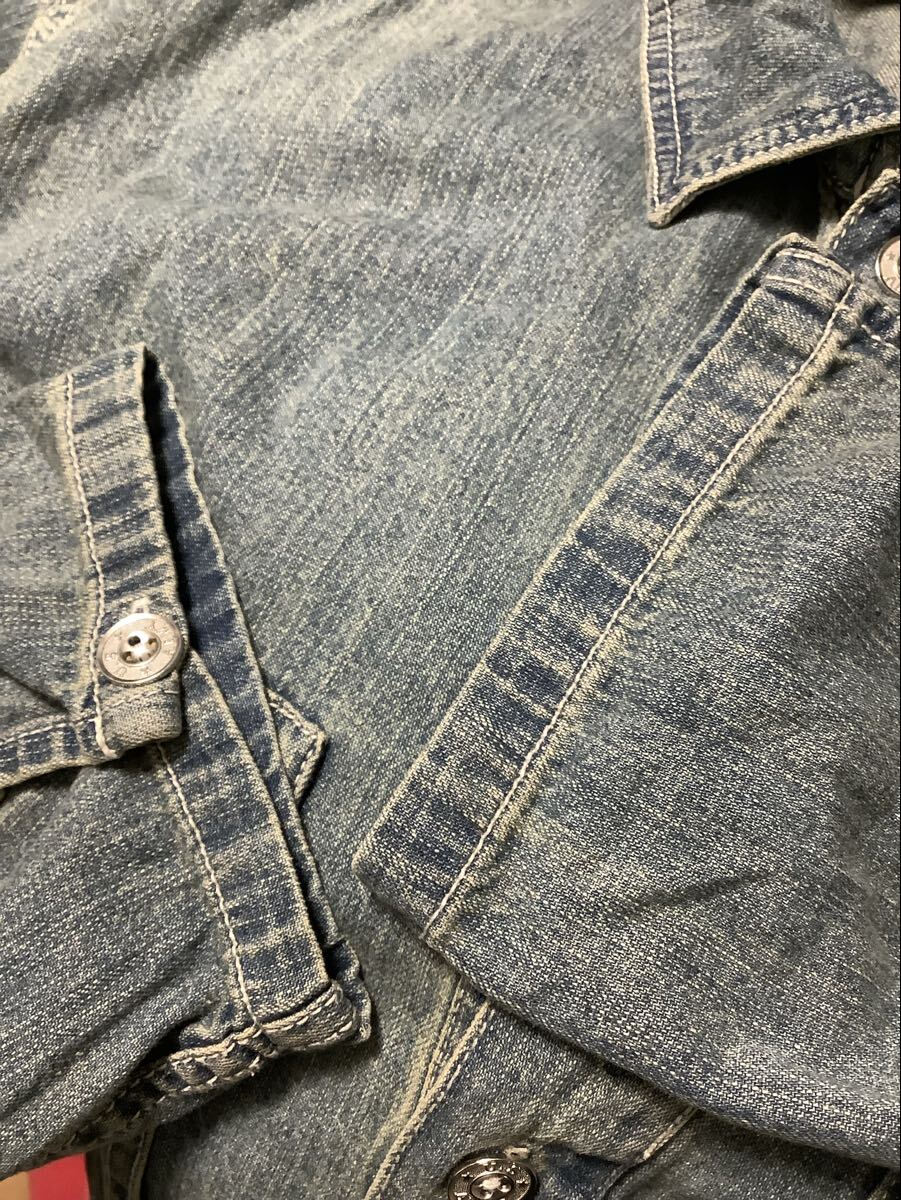 HOUSTON ヒューストン ARMY デニム プルオーバー シャツ レプリカ アメカジ ビンテージ メンズ ミリタリージャケット XXL_画像4