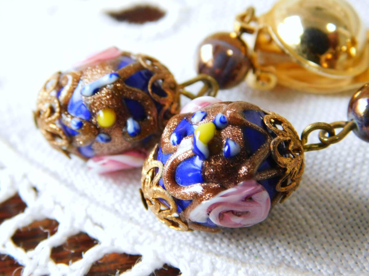  Vintage серьги венецианский стекло голубой Teasgarden N0195