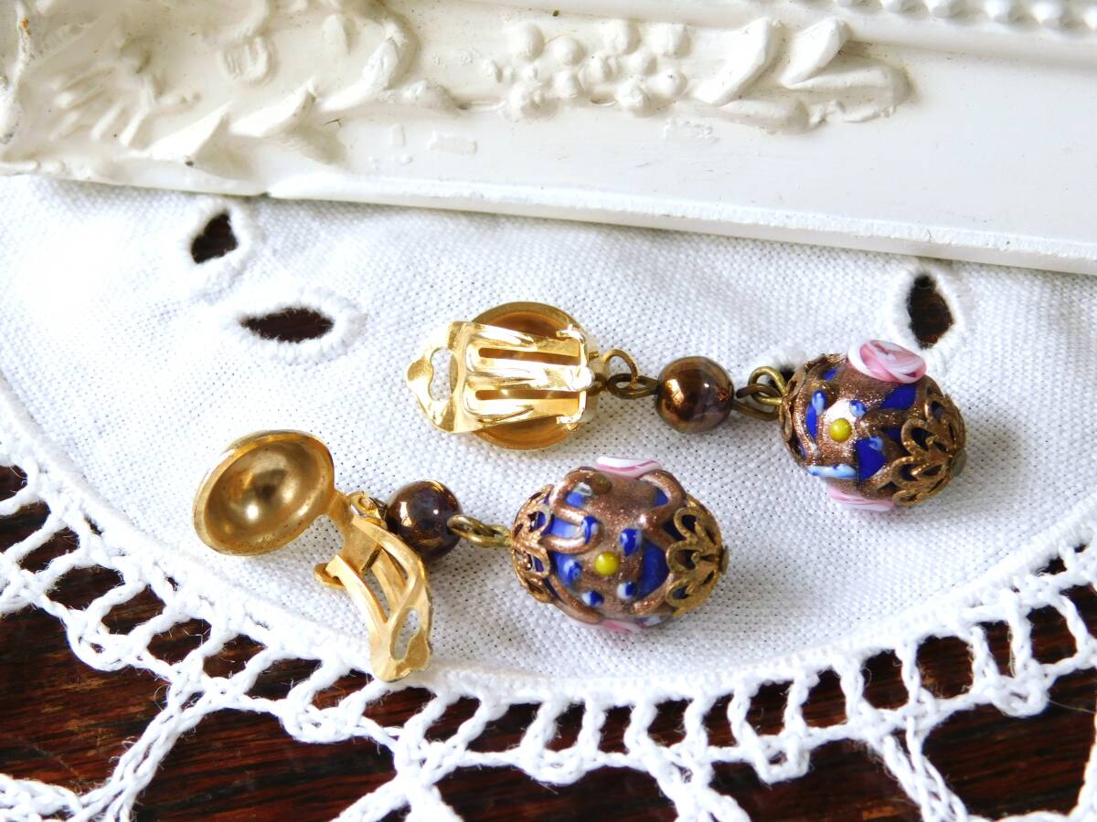  Vintage серьги венецианский стекло голубой Teasgarden N0195