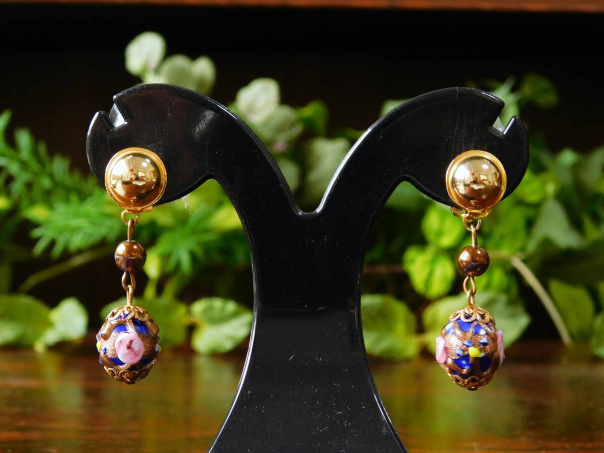  Vintage серьги венецианский стекло голубой Teasgarden N0195