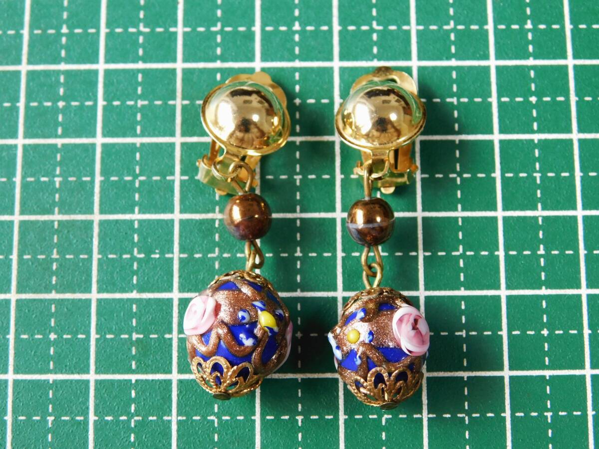  Vintage серьги венецианский стекло голубой Teasgarden N0195