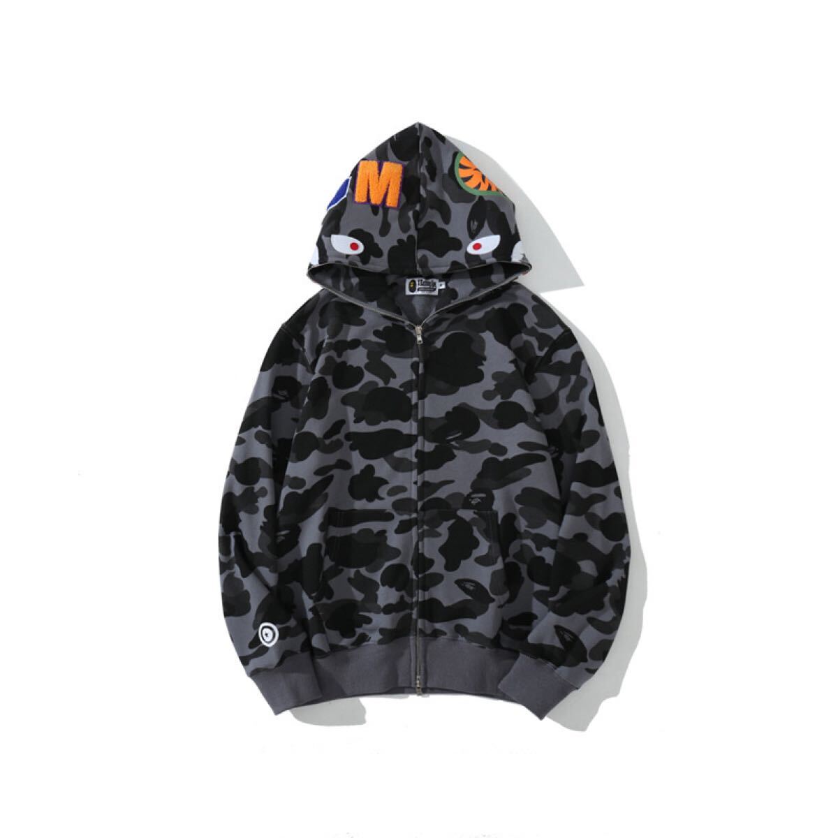 【人気デザイン】アベイシングエイプ パーカー a bathing ape シャークパーカー bape シャークパーカー 男女兼用 長袖 パーカー _画像1