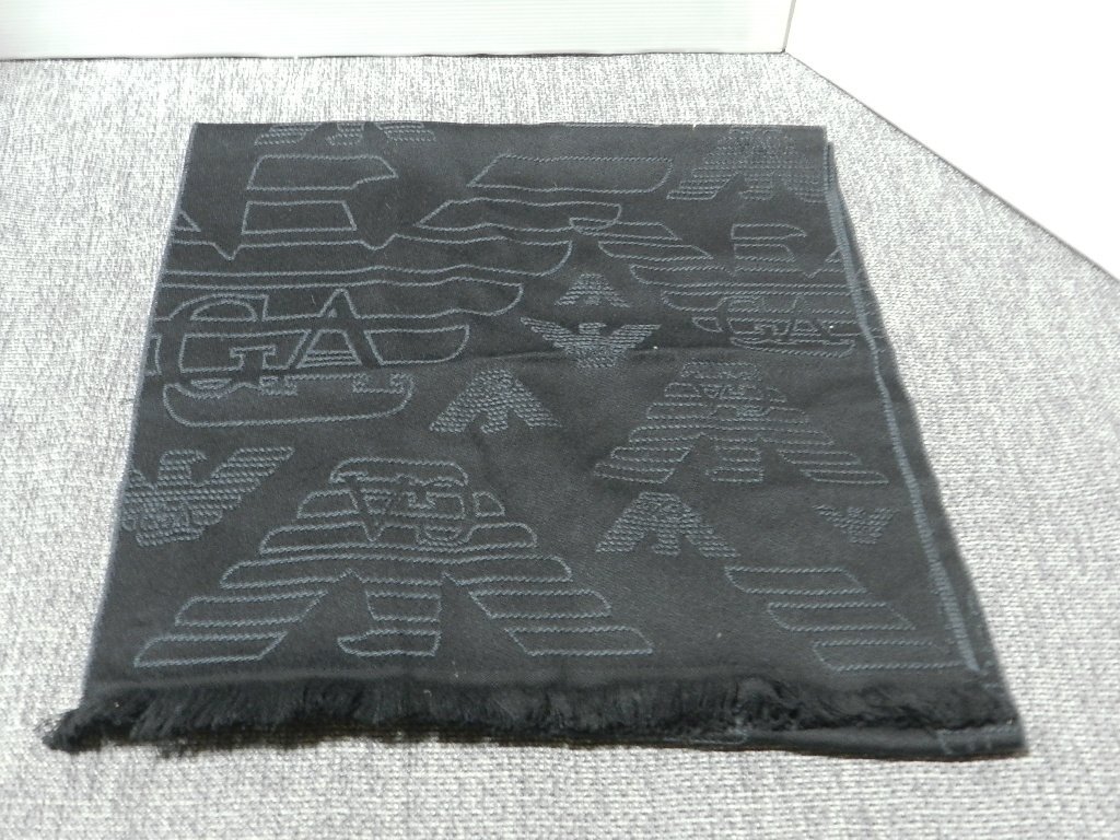 エンポリオ・アルマーニ マフラー 訳あり メンズ Emporio Armani ロゴ ブラック 黒_画像1