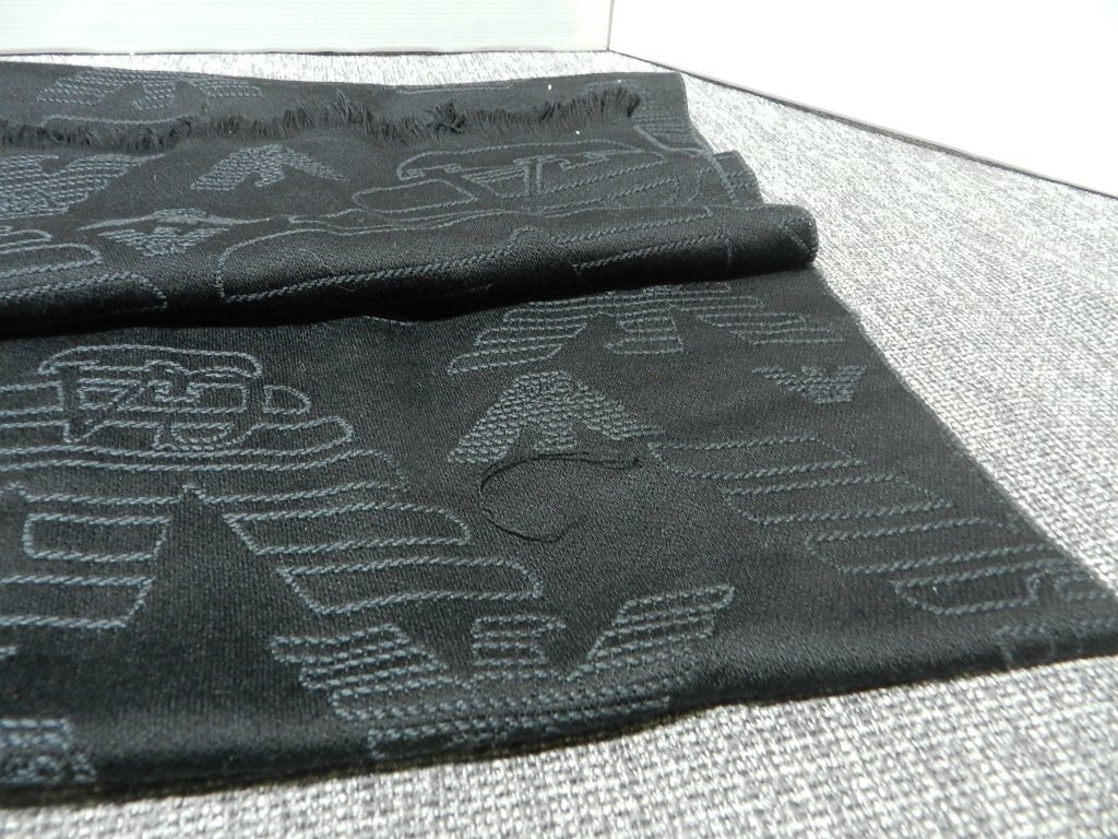 エンポリオ・アルマーニ マフラー 訳あり メンズ Emporio Armani ロゴ ブラック 黒_画像4