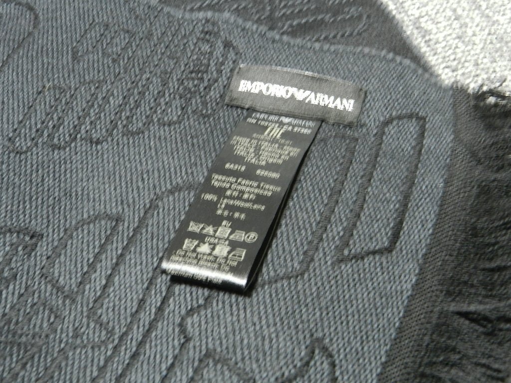 エンポリオ・アルマーニ マフラー 訳あり メンズ Emporio Armani ロゴ ブラック 黒_画像2