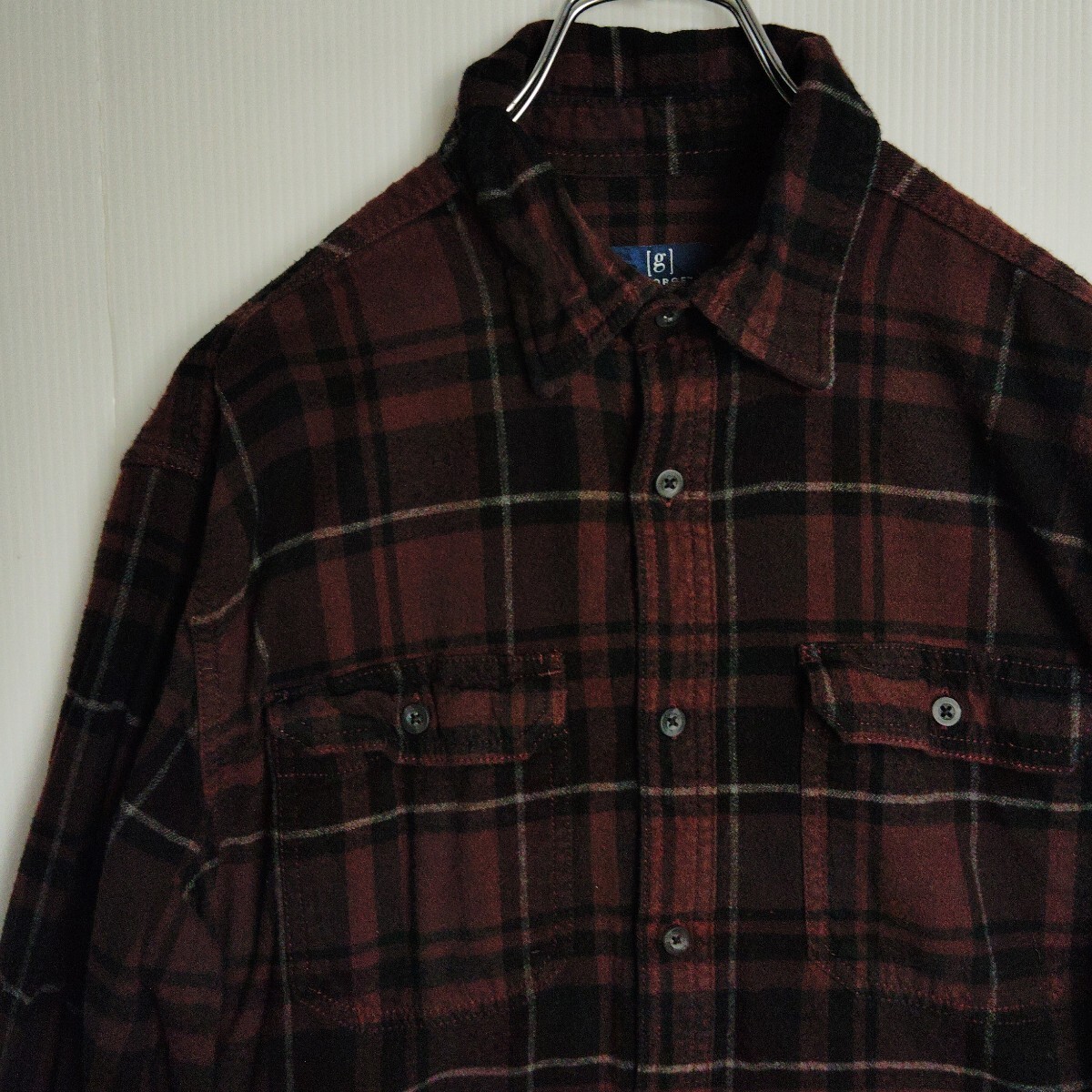 ジョージ 長袖シャツ ネルシャツ チェック柄 マルチカラー メンズM_画像1