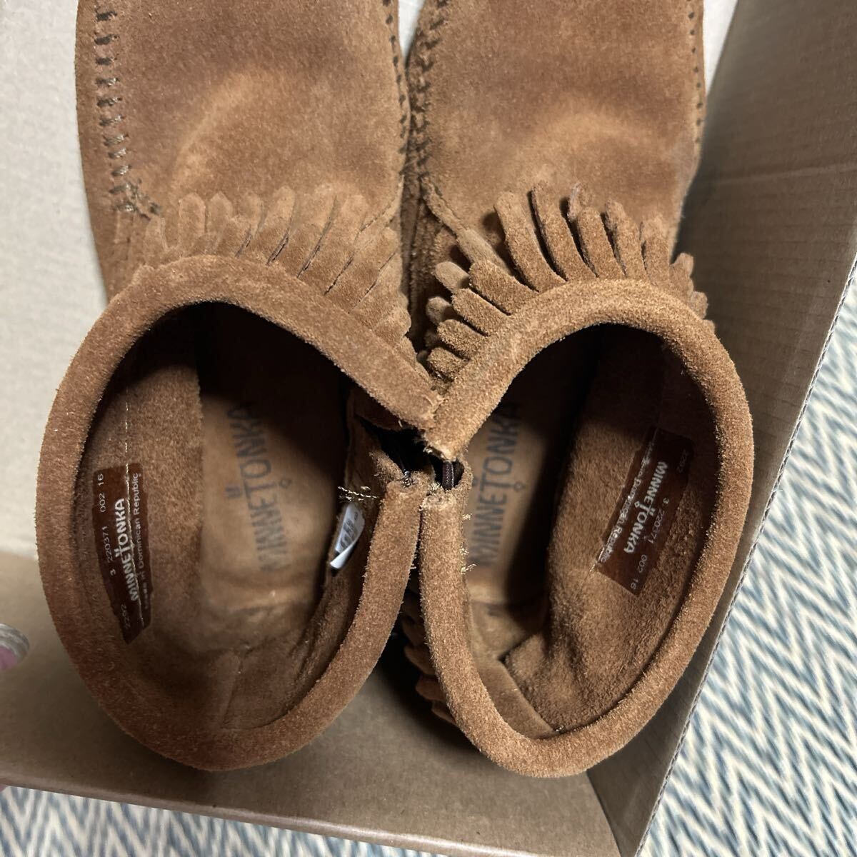  Minnetonka Kids двойной бахрома боковой Zip ботинки размер 3 (22cm)