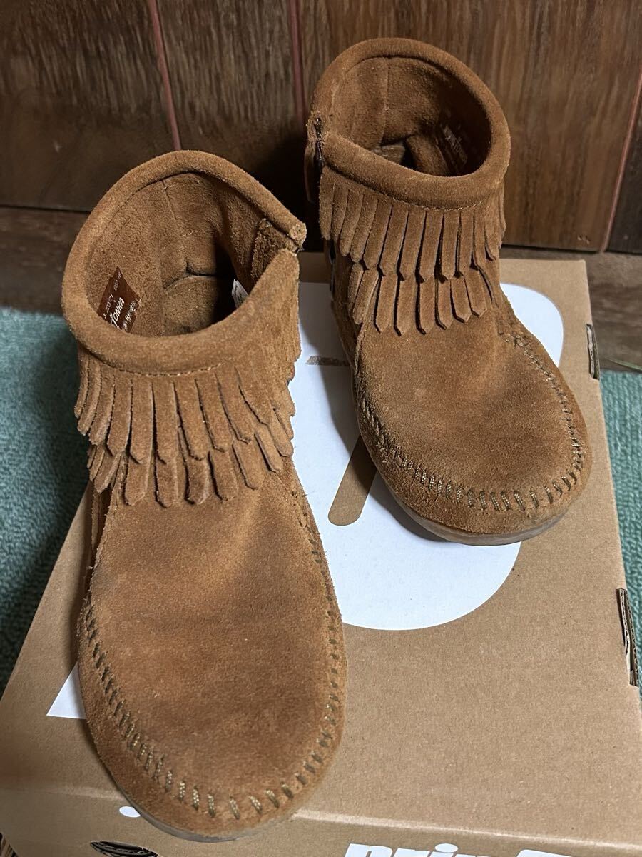  Minnetonka Kids двойной бахрома боковой Zip ботинки размер 3 (22cm)