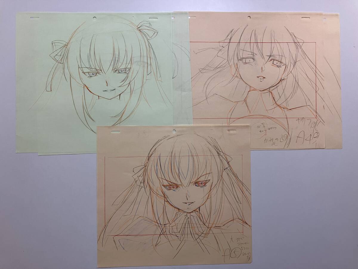 ローゼンメイデン 直筆 原画 5枚セット 水銀燈／アニメ 動画 セル画 レイアウト 原動画 等／Anime Genga Cel_画像2