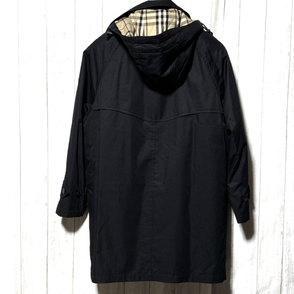 バーバリーロンドン ステンカラーコート S BURBERRY LONDON フード&ノバチェック中綿ライナー ※ネーム入り_画像7