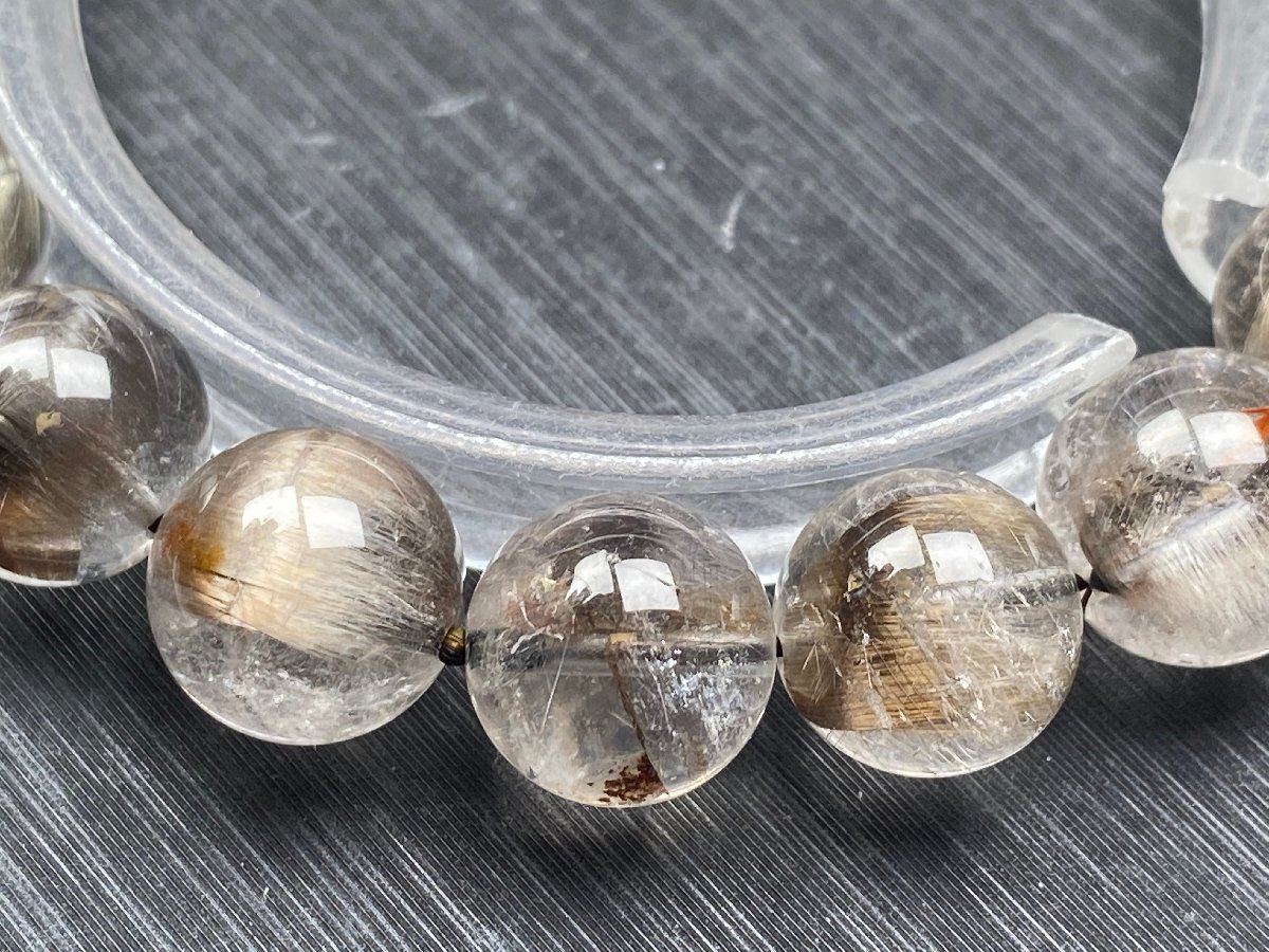 即決 0620a066 天然美品★【65Aスモーキプラチナクォーツ】★ブレス 11.2-11.5mm（新品）_画像3