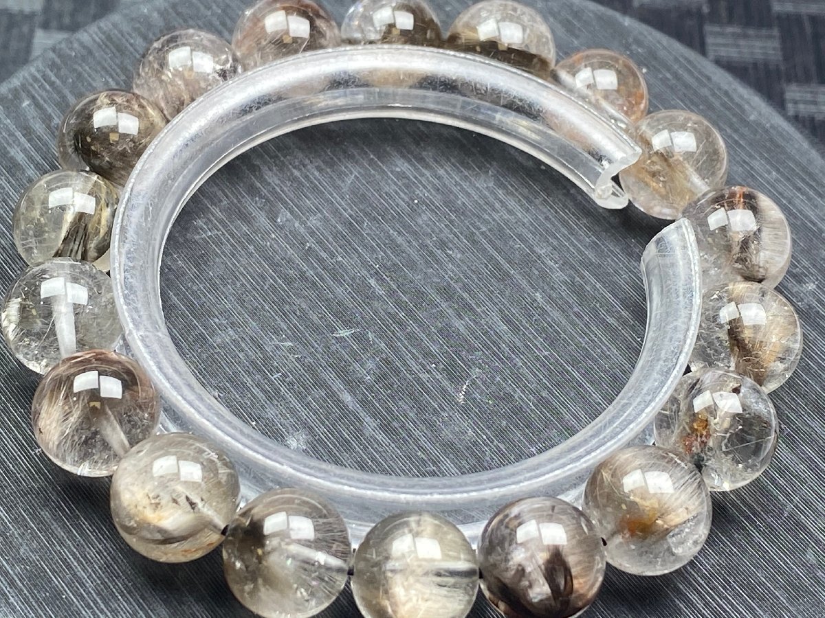 即決 0620a066 天然美品★【65Aスモーキプラチナクォーツ】★ブレス 11.2-11.5mm（新品）_画像5