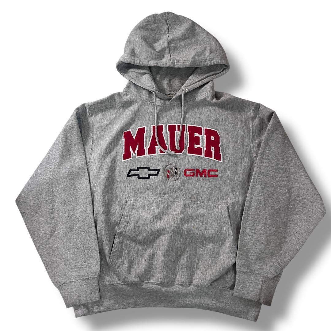 90s シボレー GMC カレッジ 刺繍 パーカー グレー L アメ車 古着_画像1