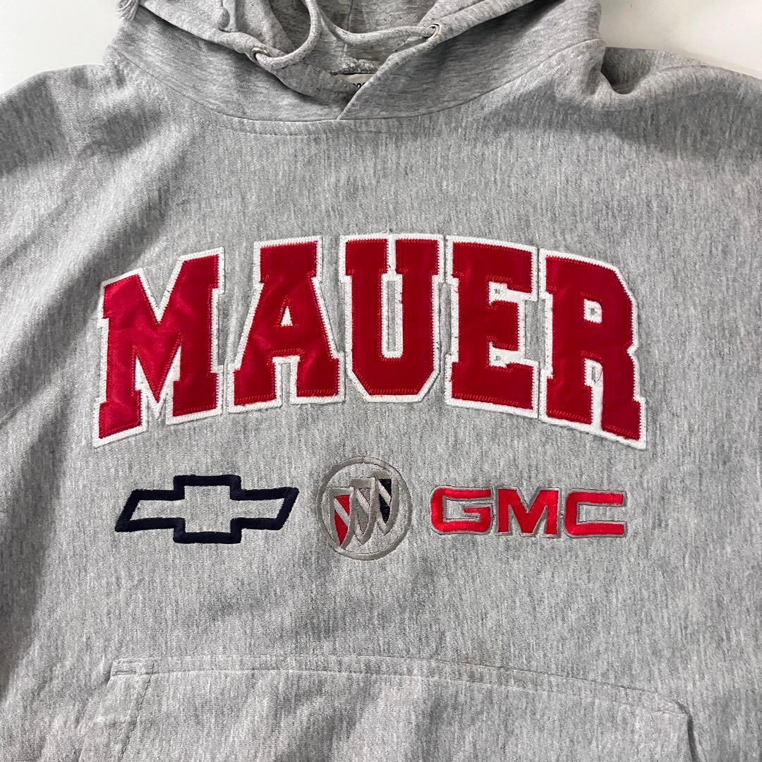 90s シボレー GMC カレッジ 刺繍 パーカー グレー L アメ車 古着_画像3