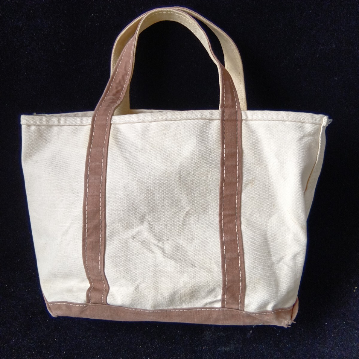 永遠の名作モデル！雰囲気抜群！珍品！エルエルビーン★LLBean★USA トート★バッグ★白×茶 USA製★ヘビーキャンバス地