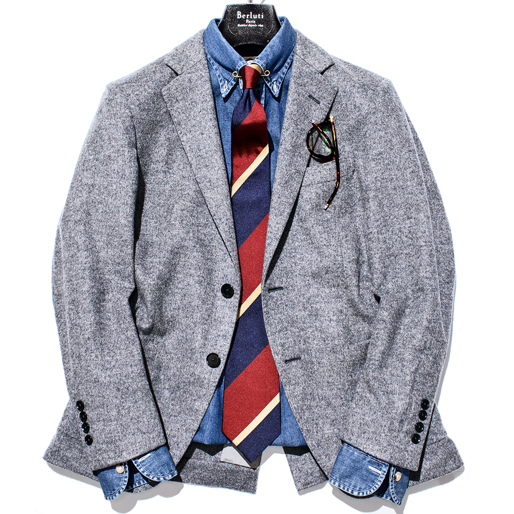 超極上カシミヤ入り!!! トゥモローランド 秋冬 完全別格品!!! ラグジュアリー素材◎ 極上の毛並み/トロ感◎ 美グレイ色 ジャケット 44/S程_画像1