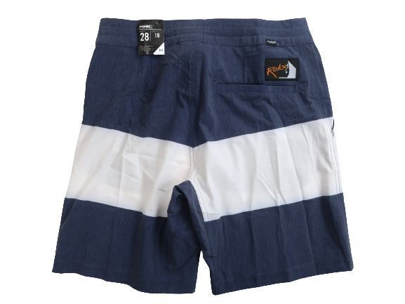 roial Rokx ロイアル ロックス ボーダー コットン混 ストレッチ ボードショーツ サーフパンツ 水著 BS133 定1萬(wàn) 紺 28▲007▼20524k25
