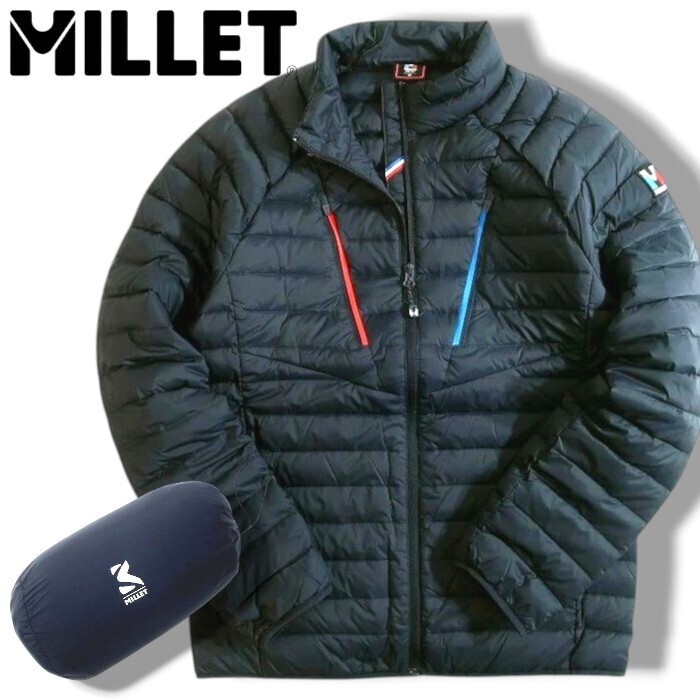 MILLET ミレー 新品 フランス発 ナイロン パッカブル ジップアップ ダウンジャケット ブルゾン MXQSD-010M6 紺 105(XL)▲070▼50128k04_画像1