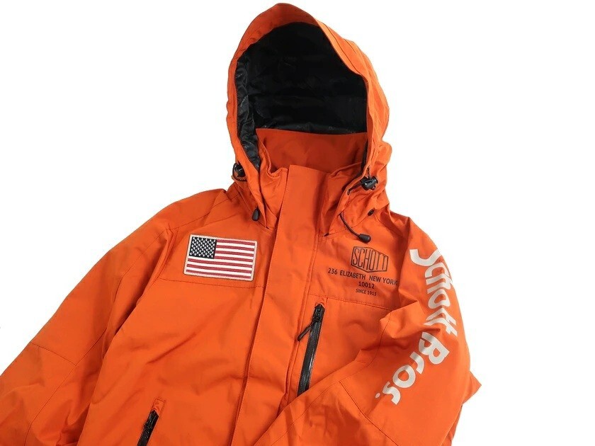 Schott ショット 新品 定2.9万 ワッペン リフレクトプリント フード付 シンセティック フィールドジャケット 3102058 橙 S▲080▼20331k12_画像4