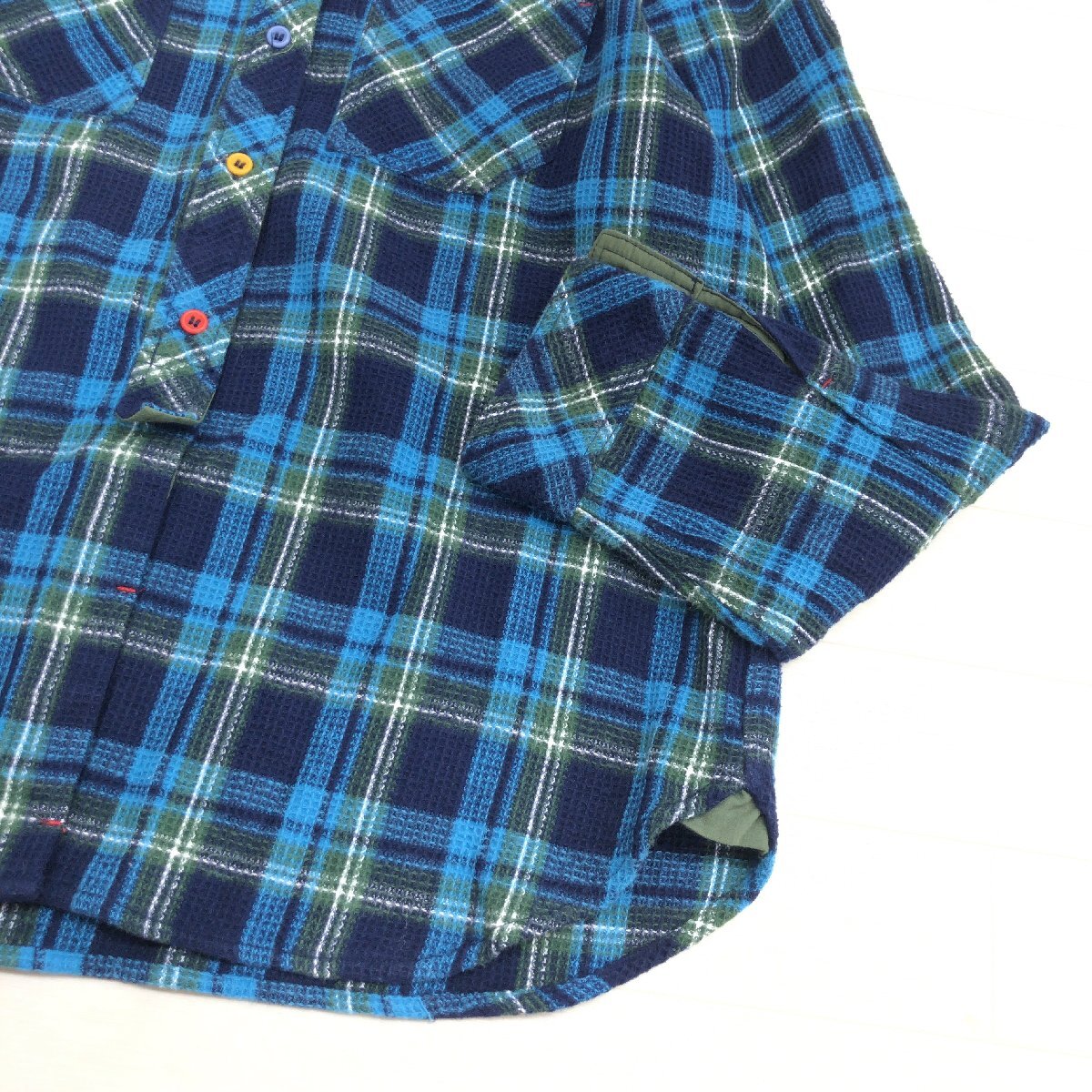 As Know As olaca アズノゥアズ オオラカ タータンチェック ワッフル シャツ 15(2XL) ブラウス ネルシャツ 3L ゆったり 大きい レディース_画像6