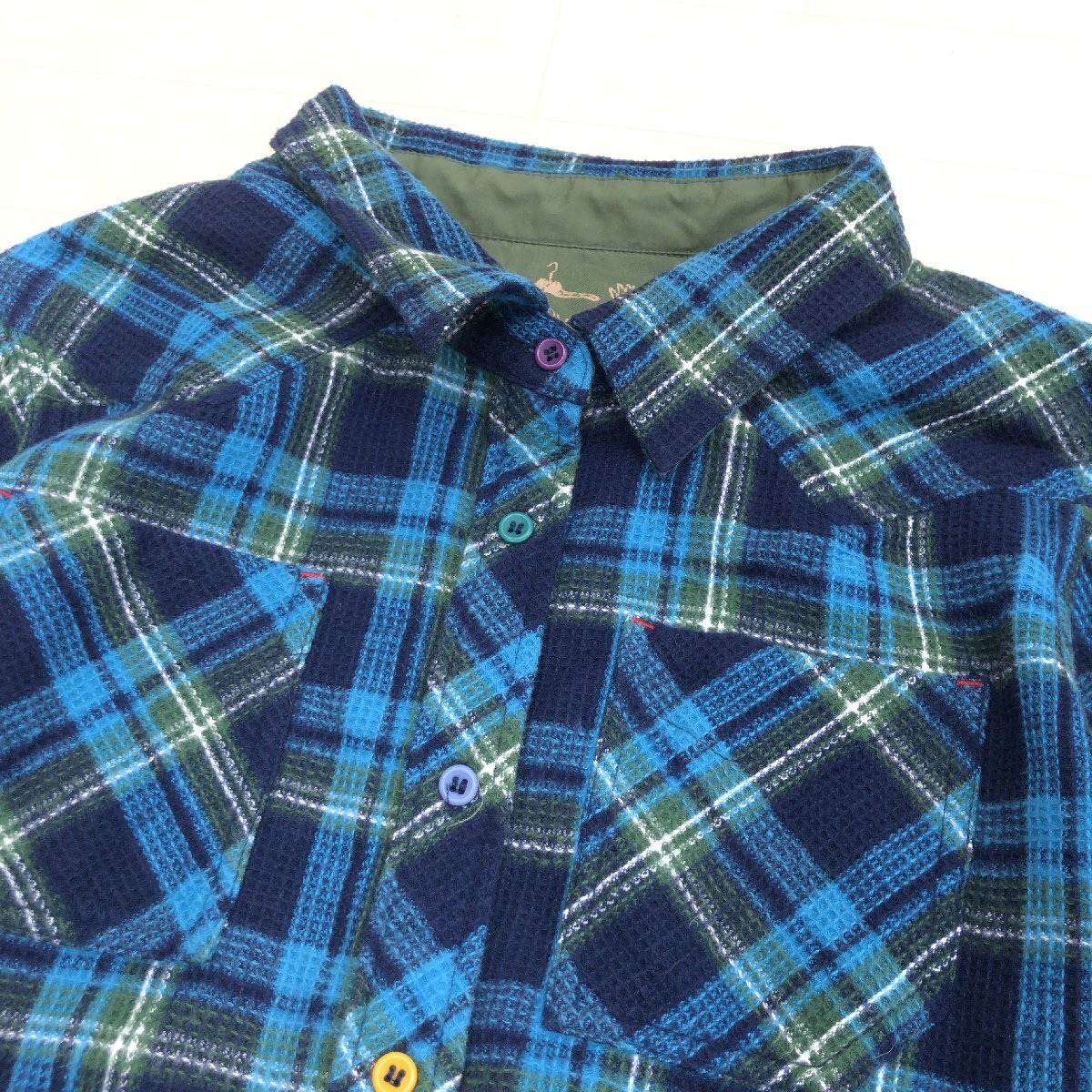 As Know As olaca アズノゥアズ オオラカ タータンチェック ワッフル シャツ 15(2XL) ブラウス ネルシャツ 3L ゆったり 大きい レディース_画像5