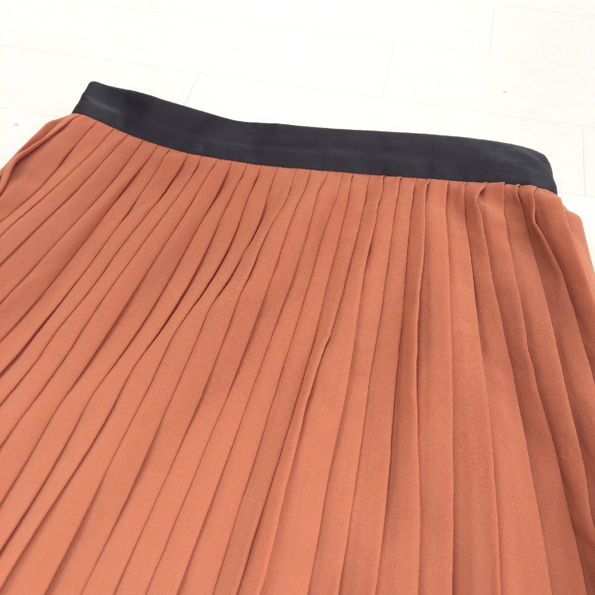 美品 Adam et Rope for AUTHENTIC CLOTHES アダムエロペ レイヤード タック プリーツスカート 38(M) w68 キャメル 日本製 ロングスカート_画像4