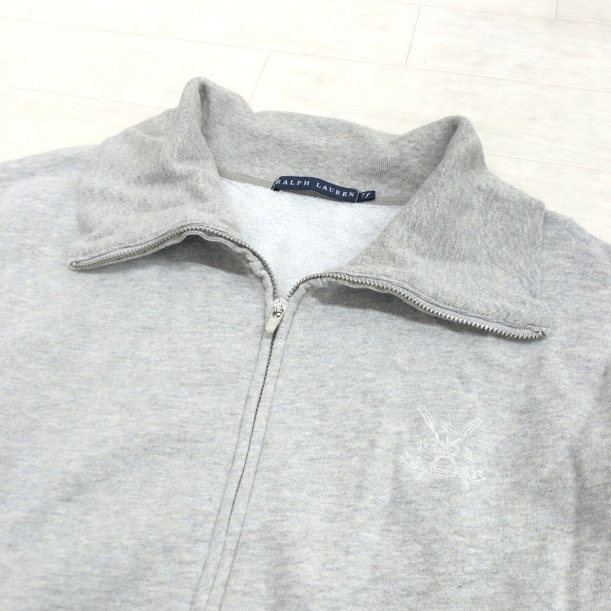 ●RALPH LAUREN ラルフローレン 裏起毛 ジップアップ スウェット ジャケット 7f(L相当) グレー 羽織り カーディガン 国内正規品 レディース_画像5